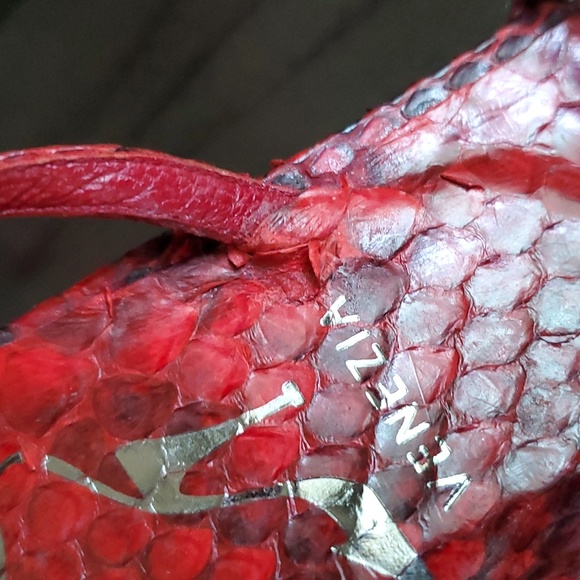 René Caovilla Snakeskin Slingback Heel Sandals, Red, 39EU (9US) - Picture 14 of 15